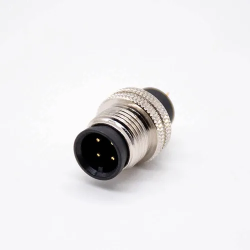Vista 5 de Elecbee 4 Pin Connector M12 lnjection Molding Connector Male Straight Solder Cup A Code M12 Male Straight 4 Pin Connector