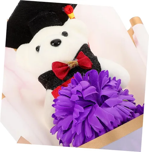Vista 6 de BESPORTBLE Adorable ramo de flores de oso de graduación, lindo arreglo de muñeca de oso para fiesta de graduación para graduados, decoración floral
