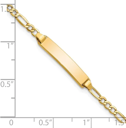 Vista 3 de Auriga Fine Jewelry Pulsera Figaro ID pulida semisólida de oro amarillo de 14 k para unisex