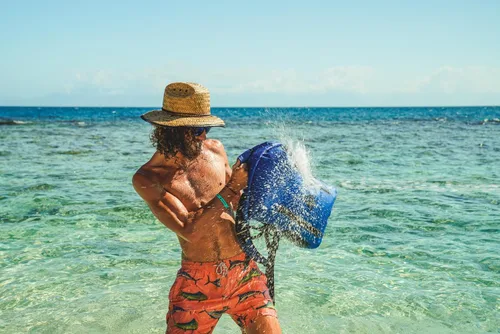 Vista 7 de Skog Å Kust BackSåk Pro Mochilas flotantes impermeables con bolsillo exterior hermético con cremallera