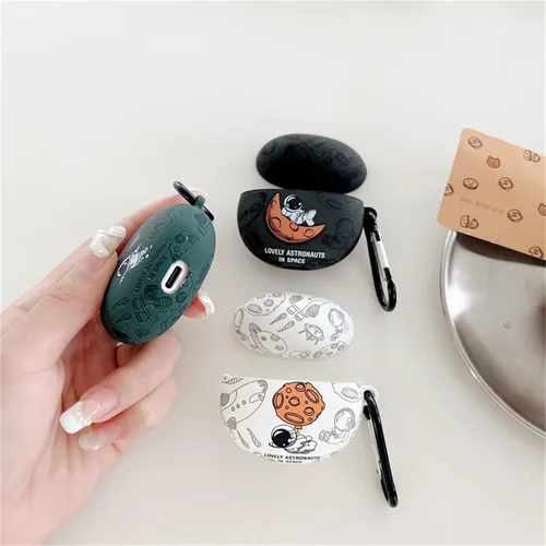 Vista 7 de Funda protectora de silicona suave con diseño de astronauta con bonito diseño de astronauta, compatible con auriculares Edifier X2, funda protectora