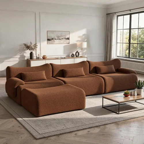 Vista 19 de Sofá modular modular de 126 pulgadas en forma de L para sala de estar, sofá modular de gran tamaño con asientos profundos, sofás modernos con Negro