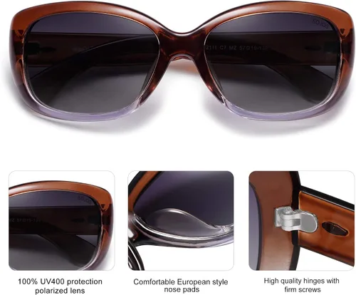 Vista 4 de SOJOS Vintage Square Sunglasses for Women Polarized UV Protection Havana Frame SJ2111