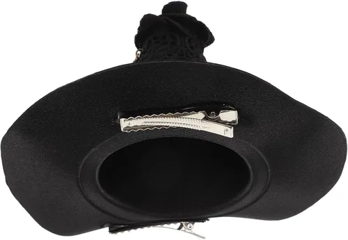 Vista 9 de Luxshiny - Sombrero de bruja gótico, sombrero de bruja gótico, decoración de borla de rosa gótica, clip para el cabello, accesorios para el cabello