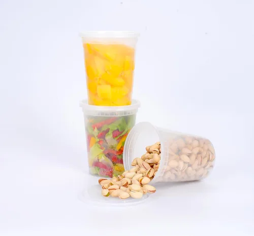 Vista 5 de EDI [32 onzas, 20 juegos] Contenedores de plástico deli para almacenamiento de alimentos con tapas herméticas Apto para microondas, congelador