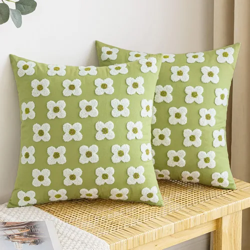 Vista 19 de EMEMA Juego de 2 fundas de cojín decorativas de jacquard, diseño de flores de sol, para sofá, cama, sala de estar, dormitorio, 16 x 16 pulgadas