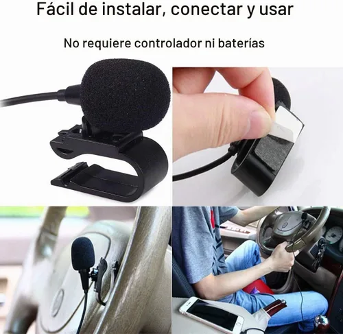 Vista 2 de Micrófono de coche de 0.138 in, micrófono para unidad principal de vehículo GPS habilitado para DVD, micrófono de audio estéreo con cable de 9.8 ft