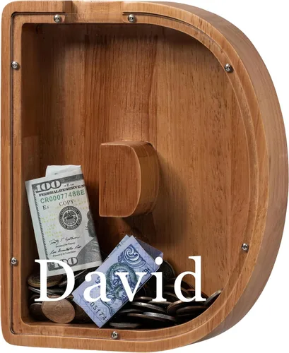 Vista 60 de Alcancía para niños y niñas, alcancía de madera con letra grande del alfabeto con inicial A, banco de monedas, regalos divertidos para cumpleaños