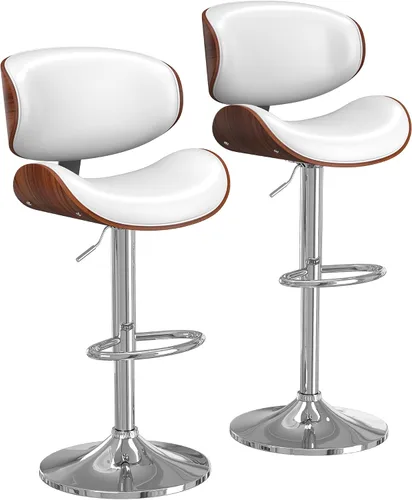 Vista 30 de YaFiti Taburetes de bar modernos giratorios, taburetes de bar altura de mostrador con respaldo para bar, cocina, comedor, color marrón