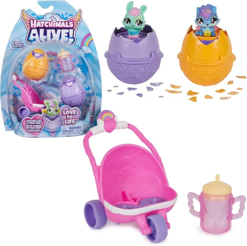 Vista 10 de Hatchimals Alive! Juego de vivero y guardería con 4 mini figuras en huevos autoeclosivos, 13 accesorios, juguetes para niños para niñas y niños a