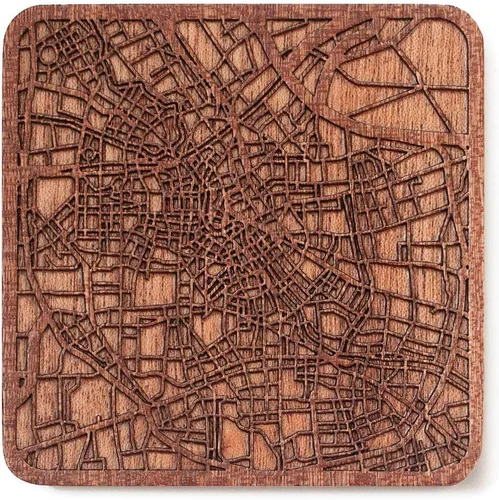 Vista 14 de Posavasos Amsterdam Map by O3 Design Studio, 1 pieza, posavasos de madera Sapele con mapa de la ciudad, hecho a mano, varias ciudades opcionales