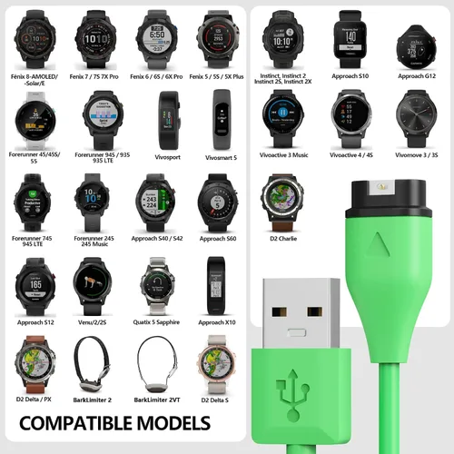 Vista 2 de AWINNER Compatible con el cable cargador de reloj Garmin (USB A - 1 unidad)