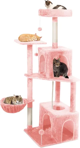 Vista 12 de Árbol para gatos, torre de gato de 54 pulgadas para gatos de interior, condominio de felpa de varios niveles para gatos con postes rascadores