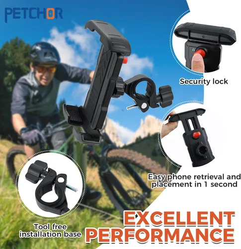 Vista 3 de Soporte para teléfono de motocicleta, soporte para manillar de bicicleta, soporte para teléfono celular de motocicleta, compatible con iPhone de 4.7