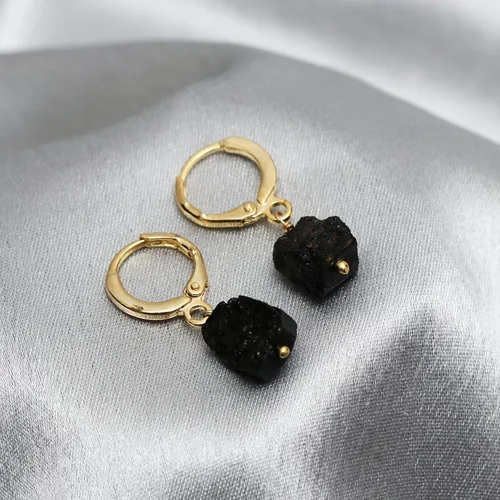 Vista 61 de Gempires Handmade Gemstone Hoop Earrings Raw Crystal Dangle Jewelry Hypoallergenic Gold Plated Lightweight Elegant Jewelry Gifts For Women
