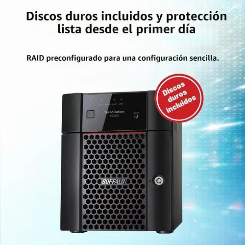 Vista 5 de BUFFALO TeraStation Essentials 2025 NAS de escritorio de valor de 4 bahías de 8 TB (4 x 2 TB) con discos duros incluidos