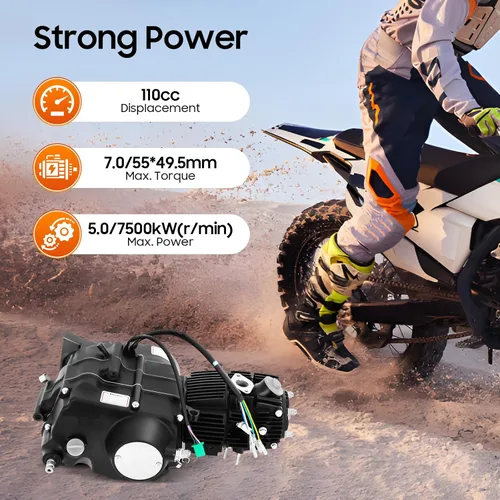 Vista 3 de Kit de motor de 110CC Pit Bike Motor ATV Quad Motor con arranque de patada y sistema de encendido CDI ATV Motor de motocross para Honda CRF50 CRF70