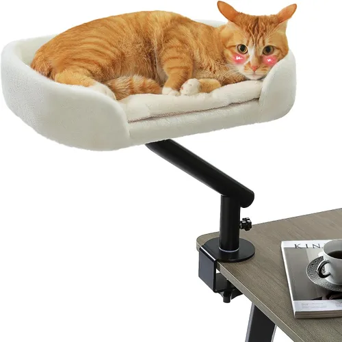 Vista 10 de PAWZ Road Cama de escritorio para gatos, rotación de 360°, soporta hasta 50 Gris