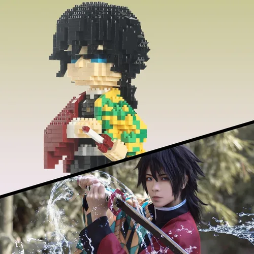 Vista 3 de MACTANO Figura de anime Giyuu Tomioka Mini bloques de construcción
