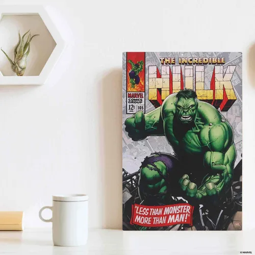 Vista 5 de Open Road Brands Marvel The Incredible Hulk - Cartel de metal con cubierta de cómic – La increíble decoración de pared de Hulk para cueva de hombre