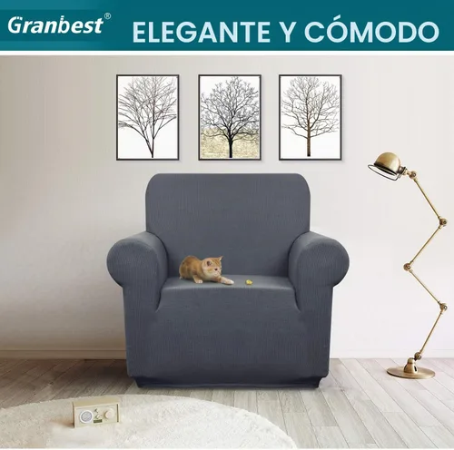 Vista 2 de Granbest - Funda de sofá impermeable de alta calidad Granbest de alta elasticidad para sofá de tela súper suave (gris, pequeña)