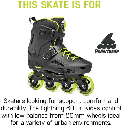 Vista 4 de Rollerblade Lightning - Patines en línea urbanos para hombre, color negro y lima