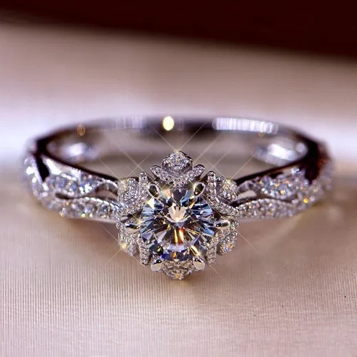 Vista 40 de Iumer - Anillo de zircón de dos piezas con incrustaciones de diamantes de imitación artificiales para mujer, talla 6-10.