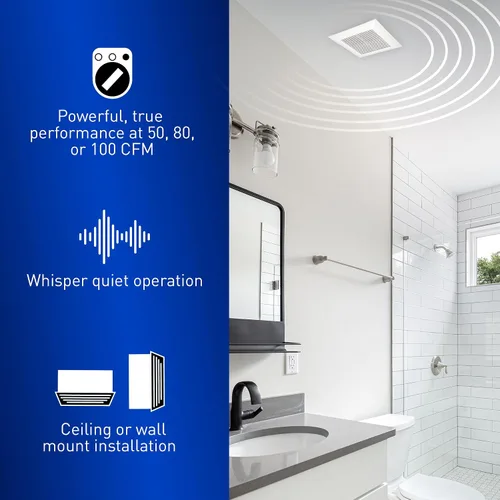 Vista 8 de Panasonic WhisperValue Ventilador de techo/pared de baño, 50-80-100 CFM, FV-0510VS1
