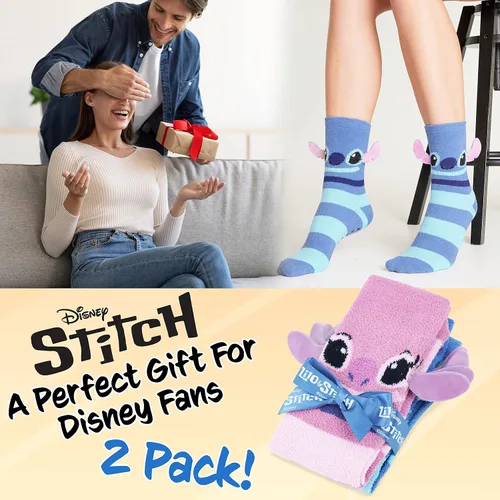 Vista 3 de Disney Calcetines esponjosos para mujer, multipack de calcetines de puntada, regalos de puntada