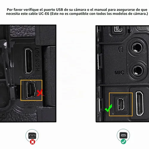 Vista 2 de Cable de carga de transferencia de imágenes USB con conector USB-C UC-E6 UC-E16 UC-E17 para cámaras Nikon Coolpix/DSLR seleccionadas para PC, iPhone