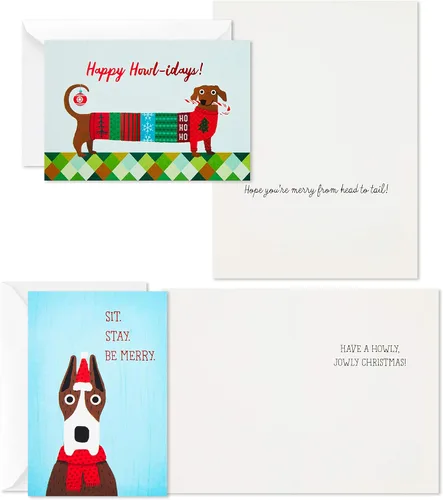 Vista 6 de Hallmark Surtido de tarjetas de Navidad en caja, gatos y perros navideños (6 diseños, 24 tarjetas con sobres)