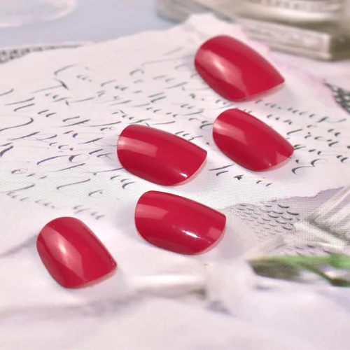 Vista 6 de Tiras de uñas de gel rojo burdeos color sólido pegatinas de gel de uñas 20 envolturas de manicura extra largas