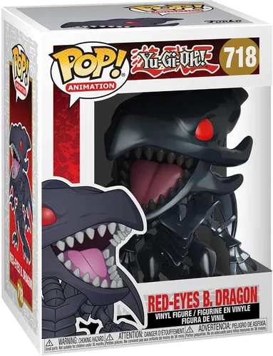 Vista 3 de Funko Yu-Gi-Oh! - Figura de vinilo con ojos rojos de dragón negro (incluye funda protectora compatible con caja Pop Box)