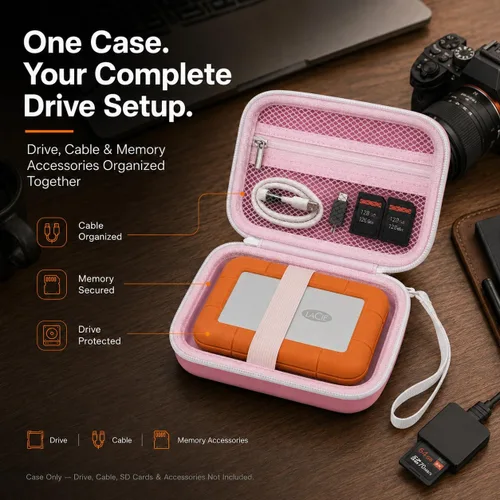 Vista 3 de Estuche para disco duro LaCie Rugged Mini USB-C 1TB-5TB, almacenamiento de Rosa