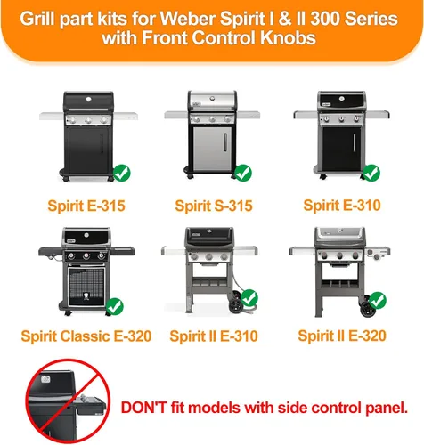 Vista 4 de SafBbcue Kits de piezas de parrilla para Weber Spirit II Serie 300 GS4 Parrillas de gas 7636 Barras aromatizantes 69787 Tubo de quemador 67060 Placa