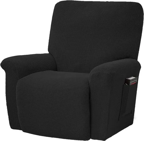 Vista 20 de CONRUSER Fundas elásticas para sillas reclinables, funda suave de 4 piezas, funda gruesa para sofá individual, funda de jacquard con bolsillo