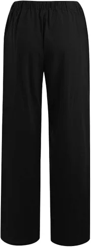 Vista 5 de iHHAPY Pantalones de lino con cordón de las mujeres pantalones largos pantalones de chándal sueltos pantalones de playa ligeros pantalones de verano