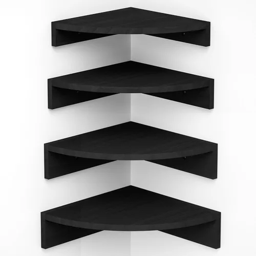 Vista 8 de Alsonerbay Estante esquinero negro para montaje en pared, juego de 3 estantes flotantes para almacenamiento y exhibición de pared, estantes