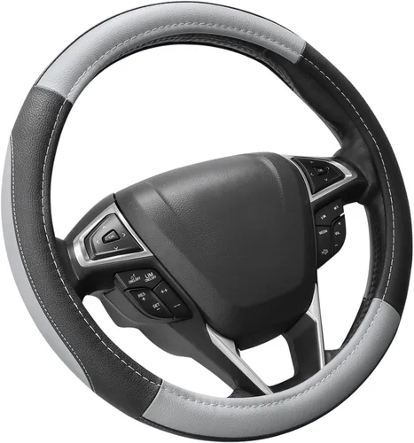 Vista 19 de SEG Direct Funda para volante de automóvil, tamaño mediano estándar de 14 1/2-15 pulgadas, embalaje no plegable, resistente, antideslizante, cuero