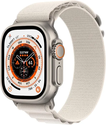 Vista 8 de Apple Watch Ultra [GPS + Celular 49mm] Caja de titanio con correa Alpine verde, pequeña (renovada)