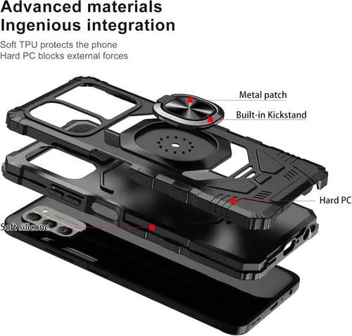 Vista 3 de Ailiber Funda para Nokia G310, Nokia G310 con protector de pantalla de vidrio templado, soporte de anillo para montaje magnético de coche