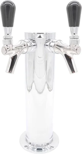 Vista 7 de K&B - Torre Kegerator de cerveza de doble grifo de 3 pulgadas, personalizable (1 grifo nitro robusto y 1 grifo cromado, mango cromado resistente)