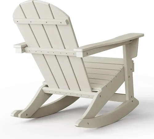 Vista 47 de WestinTrends Silla mecedora Malibu de poliéster para exterior/patio Adirondack, Negra