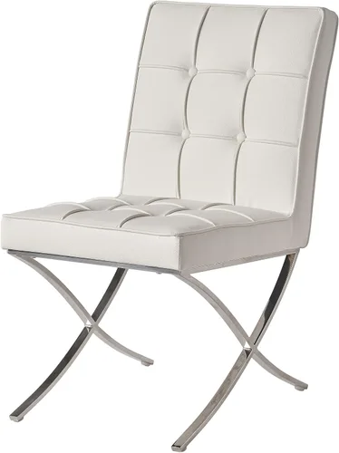 Vista 4 de Christopher Knight Home Milania - Sillas de comedor de cuero, juego de 2 piezas, color blanco