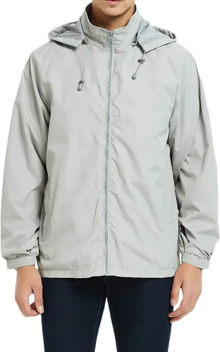 Vista 29 de Chaqueta impermeable cortavientos ligera para hombre con capucha extraíble