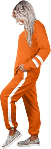Vista 134 de Aloodor conjunto deportivo de 2 piezas para mujer, con sudadera con cuello redondo, sin botones