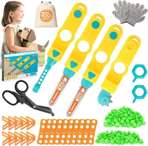 Vista 8 de Herramientas de cartón para niños, cortador seguro STEM Kit de construcción