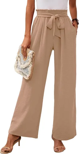 Vista 12 de Heymoments Wide Leg Pant for Women High Waist Trouser A01-negro
