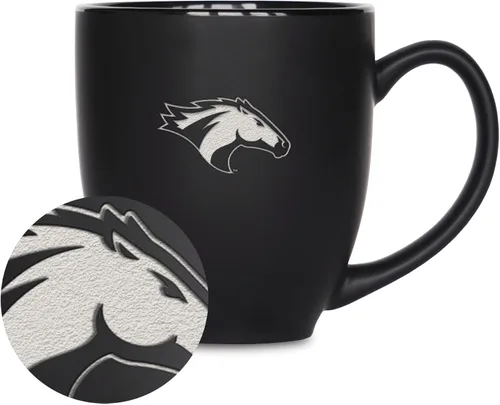 Vista 99 de Rico Industries - Taza de cerámica mate negra con grabado láser estándar de 15oz para NCAA (escuelas T & U) - Para bebidas calientes o frías