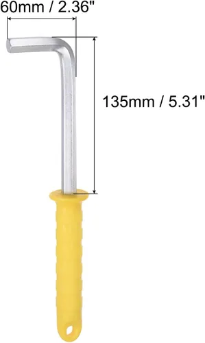 Vista 2 de uxcell Llave hexagonal de 0.472 in, herramienta de reparación CR-V de brazo largo en forma de L con mango de plástico